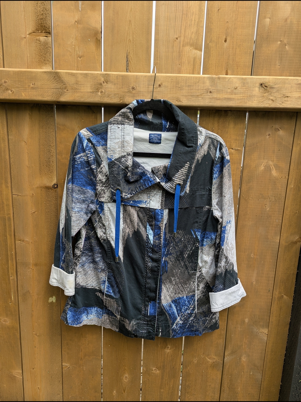 Jockey Blue & Gray Abstract Zip-Front Jean Jacket